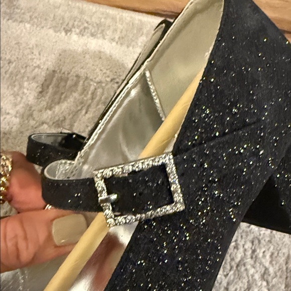 Nina Sparkling Black Mary Jane Flats - Picture 2 of 3